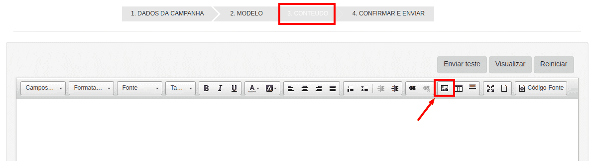 inserir uma imagem em uma campanha de Email Marketing
