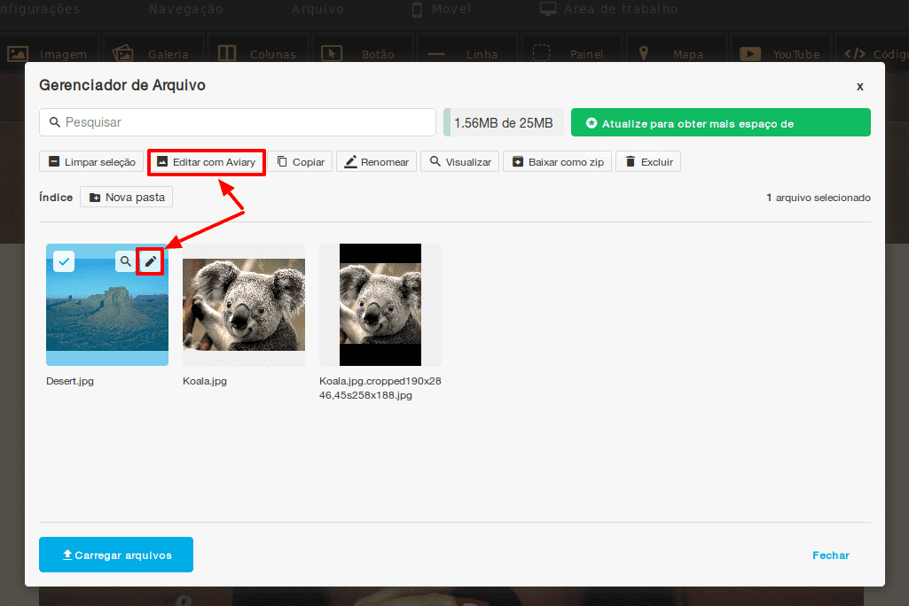 Como editar imagens no Criador de Site