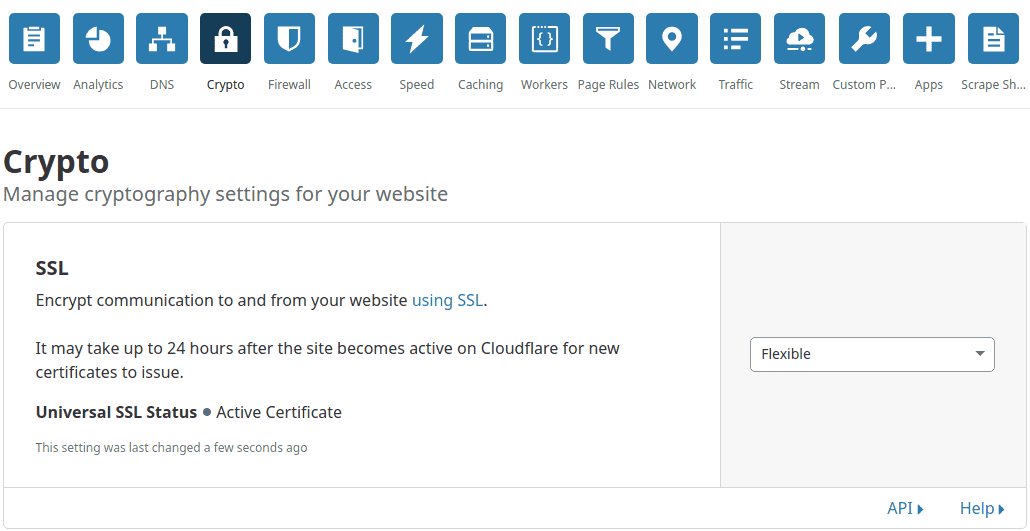 ativar flexible ssl cloudflare