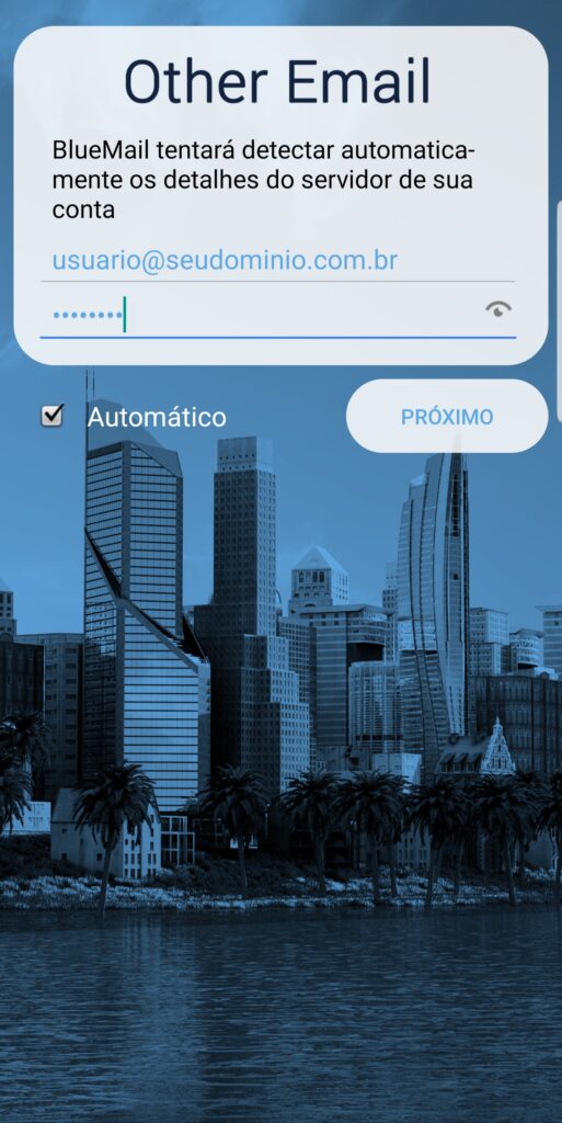 Configurar e-mail no BlueMail