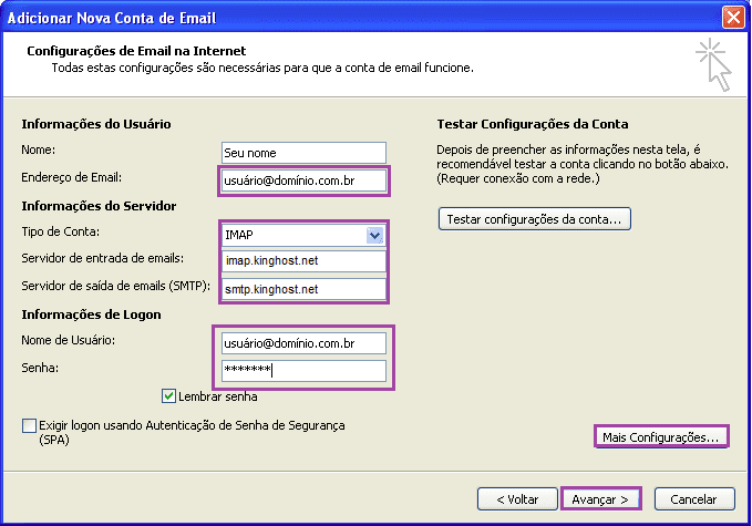 Outlook 2007 Como Configurar Sua Conta De Email Kinghost 0242