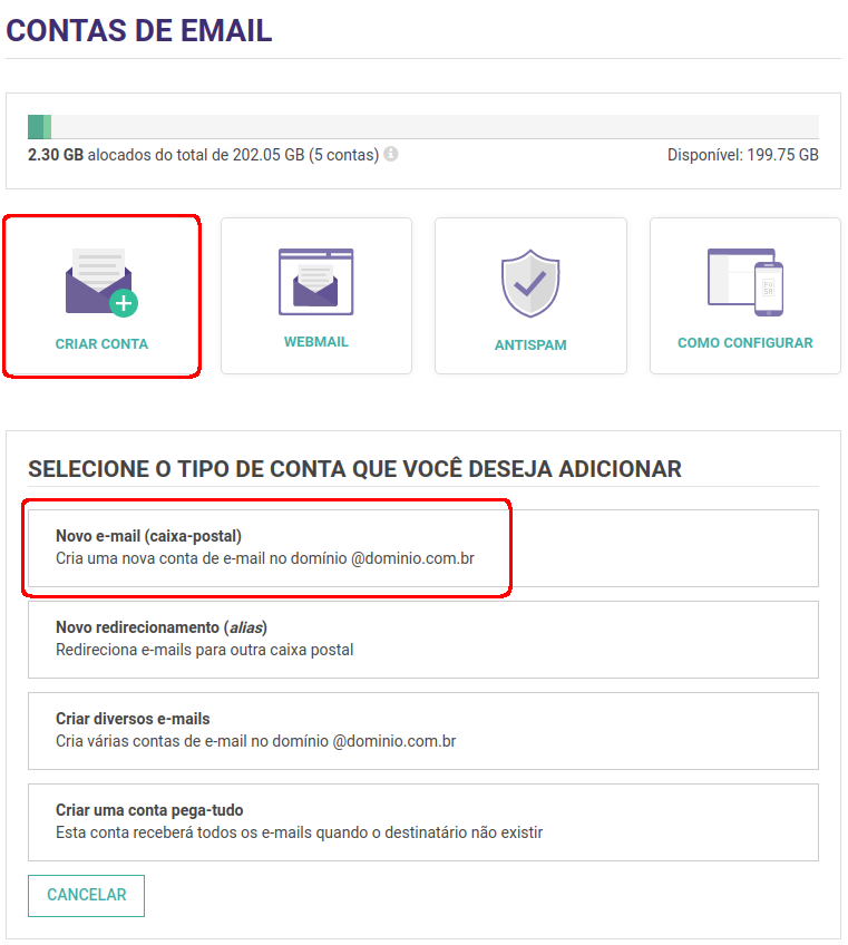 Como criar email