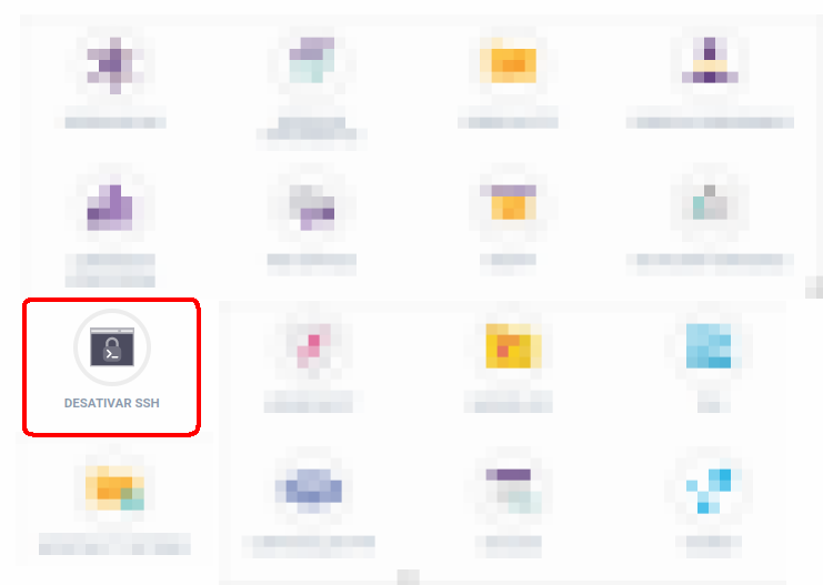 Área de ferramentas disponíveis no plano de hospedagem. A opção de SSH está em destaque.